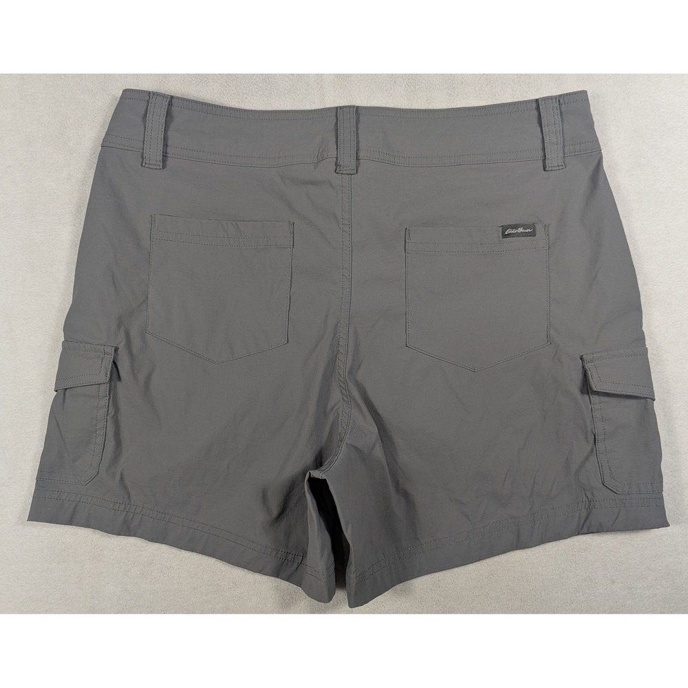 Lot of 2 Eddie Bauer Womens Cargo Pocket Shorts Gray Tan Size 12 Hiking Stretch - Picture 3 of 9